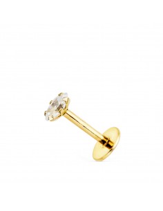 18K PIERCING DE OREJA ORO AMARILLO CON CIRCONITA 4 X 2 MM. CIERRE ROSCA