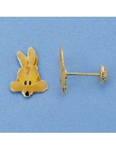 18K PENDIENTES ORO AMARILLO COYOTE ESMALTADO. 12 X 8 MM.