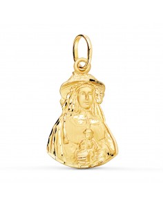 18K MEDALLA ORO AMARILLO VIRGEN DEL ROCIO PASTORA TALLADA 28X18 MM