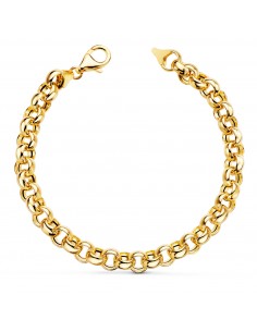 18K PULSERA ORO AMARILLO ROLO HUECA ANCHO 7 MM LARGO 19 CM