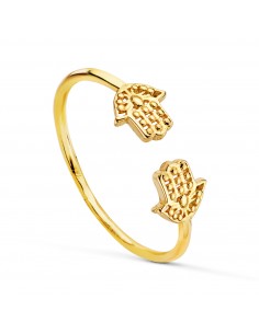 18K SORTIJA ORO AMARILLO ABIERTA AJUSTABLE CON MANOS DE FATIMA. ANCHO CUERPO: 1 2MM