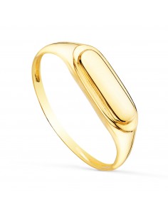 18K SORTIJA SELLO ORO AMARILLO BRILLO CABEZA ALARGADA 12 X 3 5 MM.