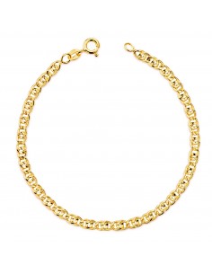 18K PULSERA ORO AMARILLO HUECA DOBLE ESLABON ANCHO: 3 5 MM. LARGO: 19 CM