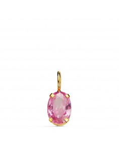 18K COLGANTE ORO AMARILLO OVAL PIEDRA ROSA 7 X 5 MM.