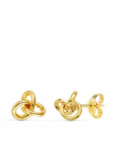 18K PENDIENTES ORO AMARILLO TRES AROS LISOS. CIERRE PRESION 7 X 6 MM