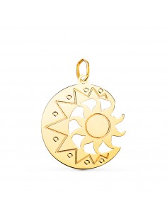 18K COLGANTE ORO AMARILLO DE LUNA CON SOL EN BRILLO 22 X 21MM