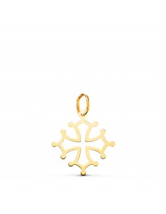 18K CRUZ DE OCCITANIA ORO AMARILLO EN BRILLO. 17 X 16 MM