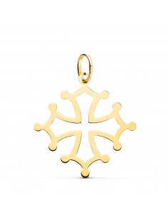 18K CRUZ DE OCCITANIA ORO AMARILLO EN BRILLO. 26 X 24 MM