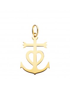 18K CRUZ DE LA CAMARGA ORO AMARILLO EN BRILLO. 27 X 19 MM