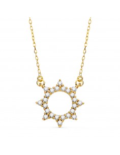 18K GARGANTILLA ORO AMARILLO COLGANTE SOL 14MM CADENA FORZADA 42 5 CM