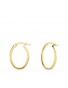 18K AROS ORO BICOLOR HUECOS OVAL TUBO CUADRADO 19 X 15 MM. GROSOR: 1 2 MM