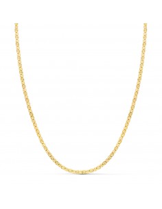 18K CADENA ORO AMARILLO FORZADA HUECA ESLABON TALLADO LARGO 40 CM ANCHO 2 MM