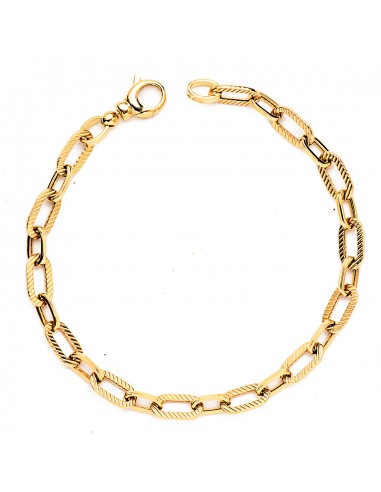 18K PULSERA ORO AMARILLO HUECA ESLABONES ESTRIADOS ANCHO 5 2 MM. LARGO: 19 5 CM