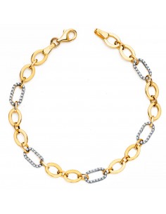 18K PULSERA ORO BICOLOR CON ESLABONES Y CIRCONITAS ANCHO: 6 MM. LARGO: 19CM