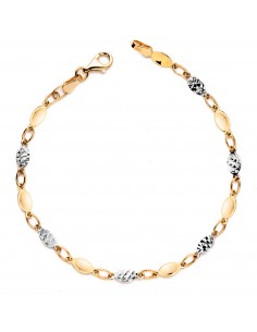 18K PULSERA ORO BICOLOR CON CHAPITAS LISAS Y TALLADAS ANCHO: 4 MM. LARGO: 20 CM