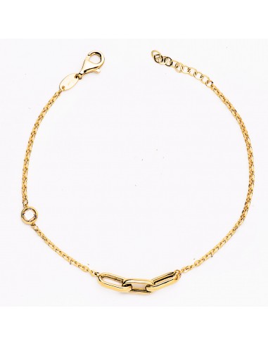 18K PULSERA ORO AMARILLO CON TRES ESLABONES Y CIRCONITA. LARGO: 19 CM