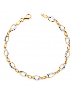 18K PULSERA ORO BICOLOR CON CHAPITAS OVALES TALLADAS ANCHO: 5 MM. LARGO: 19 CM