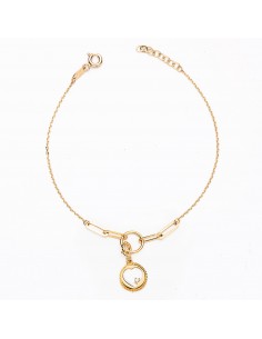 18K PULSERA ORO AMARILLO ESLABON Y CADENA FORZADA MOTIVO CORAZON. LARGO: 19CM