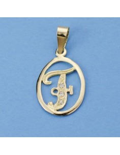 18K COLGANTE LETRA F CON CIRCONITAS