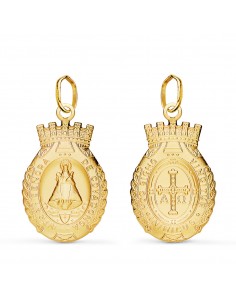 18K ESCAPULARIO ESCUDO VIRGEN COVADONGA Y CRUZ DE LA VICTORIA 25X16 MM