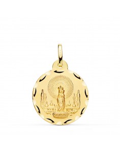 18K MEDALLA ORO AMARILLO VIRGEN DEL PILAR TALLADA 22 MM