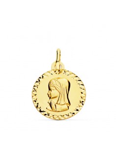 18K MEDALLA ORO AMARILLO VIRGEN NIÑA TALLA CRUZADA  16 MM