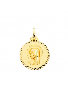 18K MEDALLA VIRGEN MARIA ( REGINA CAELORUM ) TALLA CRUZADA 22 MM