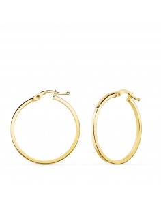 18K AROS ORO AMARILLO HUECOS REDONDOS TUBO CUADRADO 28 MM. GROSOR: 1 2 MM