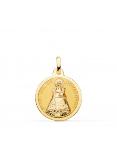 18K MEDALLA ORO AMARILLO DE LA VIRGEN DE COVADONGA BRILLO 18 MM