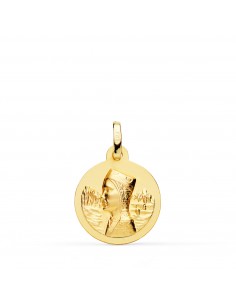 18K MEDALLA ORO AMARILLO VIRGEN DE MONTSERRAT LISA MATIZADA 16 MM