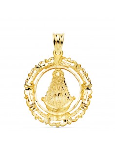 18K MEDALLA ORO AMARILLO VIRGEN DEL ROCIO CERCO 29X25 MM
