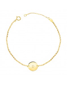 18K PULSERA ORO AMARILLO DISCO EN BRILLO REDONDO 12 MM. LARGO: 18 + 3 CM