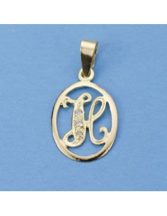 18K COLGANTE LETRA H CON CIRCONITAS