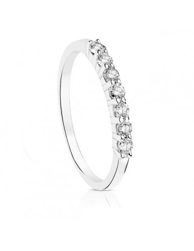 18K SORTIJA ORO BLANCO 7 DIAMANTES TALLA BRILLANTE 0.160 QTS. SI-H