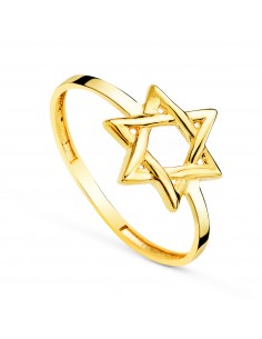 18K SORTIJA ORO AMARILLO CON ESTRELLA DE DAVID 10 X 9 MM. ANCHO: 1 2MM