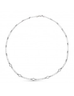 18K GARGANTILLA ORO BLANCO MATE Y BRILLO TALLADO CON CIRCONITAS