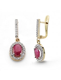 18K PENDIENTES BICOLOR RUBI 6 X 4MM CIRCONITAS