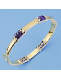 18K PULSERA RIGIDA 4 PIEDRAS. 14.20 GRS.