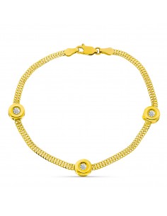 18K PULSERA ORO AMARILLO CHATON Y ESTERILLA. ANCHO: 7 MM. LARGO: 19.5 CM.