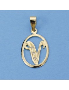18K COLGANTE LETRA V CON CIRCONITAS