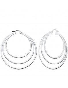 18K AROS TRIPLES ORO BLANCO HUECOS REDONDOS. 43 MM.