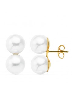 18K PENDIENTES TU Y YO PERLA SINTETICA