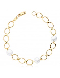 18K PULSERA ORO COMUNION PERLA CULTIVADA OVAL 18CM