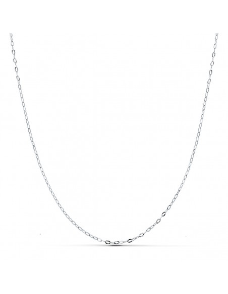 18K CADENA ORO BLANCO ESLABONES TALLADOS 1 MM. 40 CM.