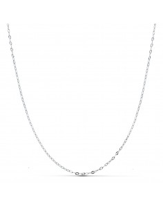 18K CADENA ORO BLANCO ESLABONES TALLADOS 1 MM. 45 CM.