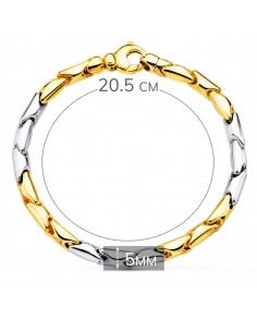 18K PULSERA ORO BICOLOR ESLABONES ARTICULADOS. ANCHO: 5 MM. 20,5 CM. 2