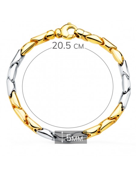 18K PULSERA ORO BICOLOR ESLABONES ARTICULADOS. ANCHO: 5 MM. 20,5 CM.