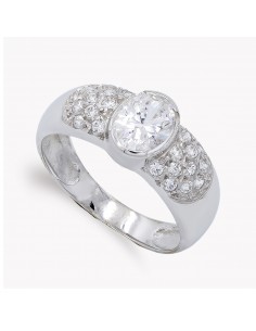 18K SORTIJA ORO BLANCO Y CIRCONITAS