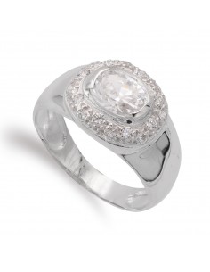 18K SORTIJA ORO BLANCO PIEDRA BLANCA Y CIRCONITAS