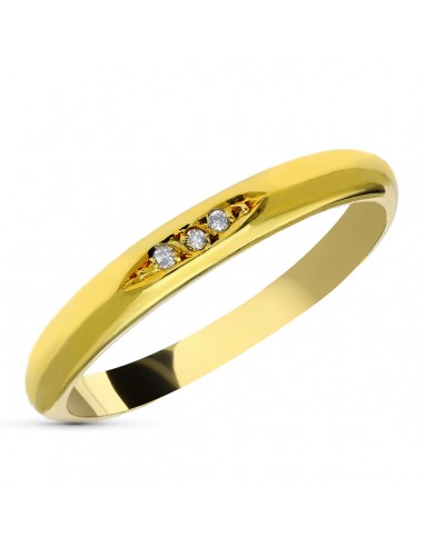 18K ALIANZA ORO AMARILLO 3 DIAMANTES TALLA BRILLANTE 0.06 KTES VS-H